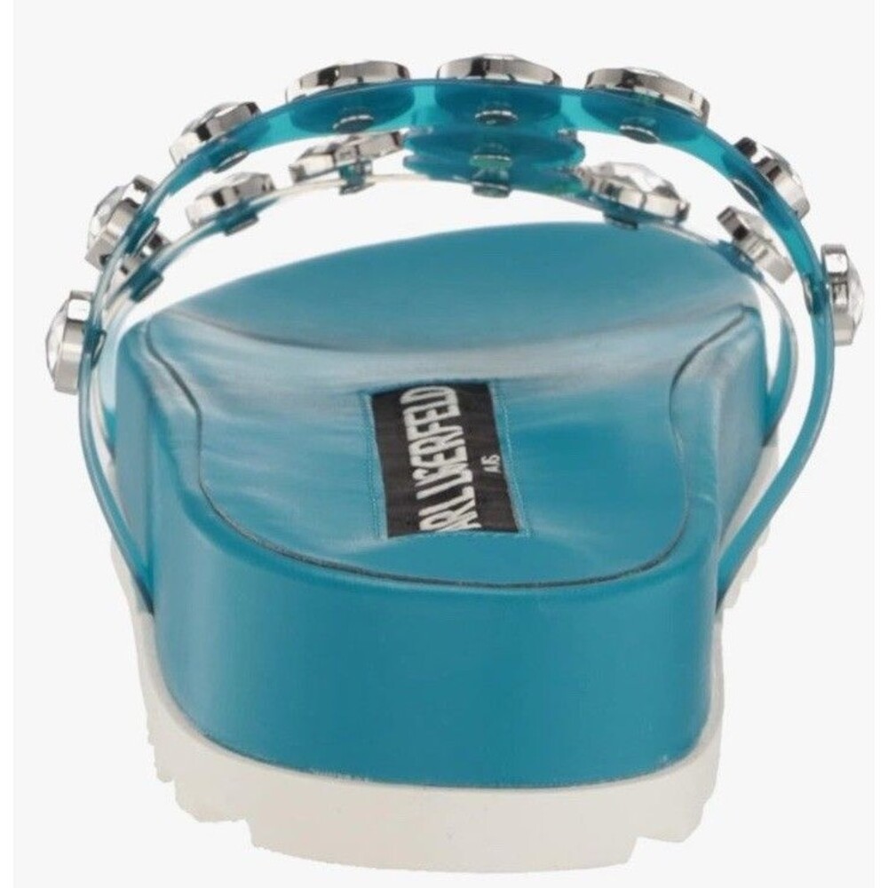 Karl Lagerfeld Belinda Diva Blue Rhinestone Slide Platform Sandals 8M New - Picture 3 of 12